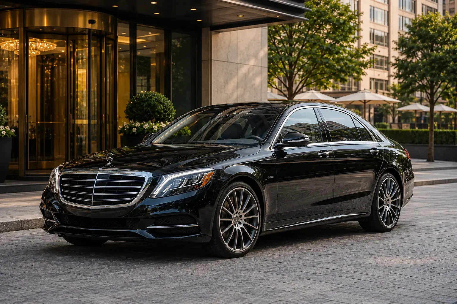 Black Mercedes-Benz S550 luxury sedan