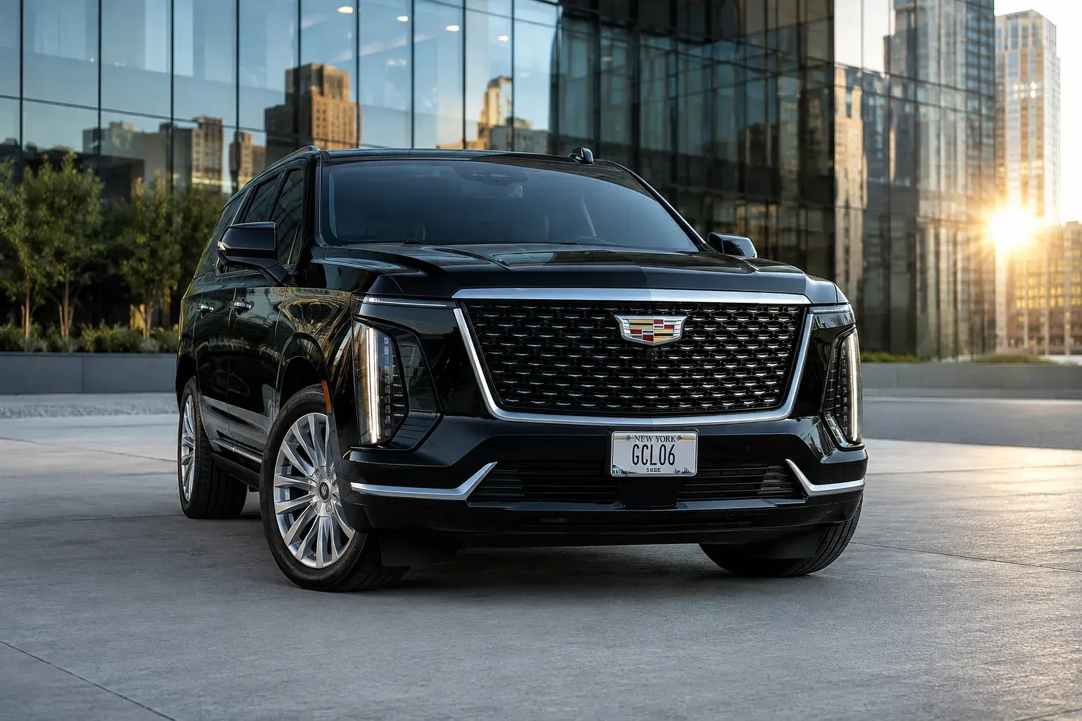 Black Cadillac Escalade ESV SUV in Manhattan